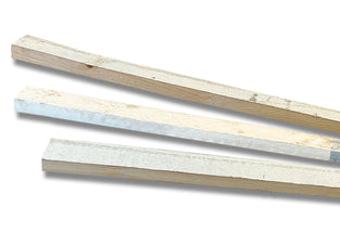 1.5 inch wide reclaimed wood trim pieces in a white wash finish.