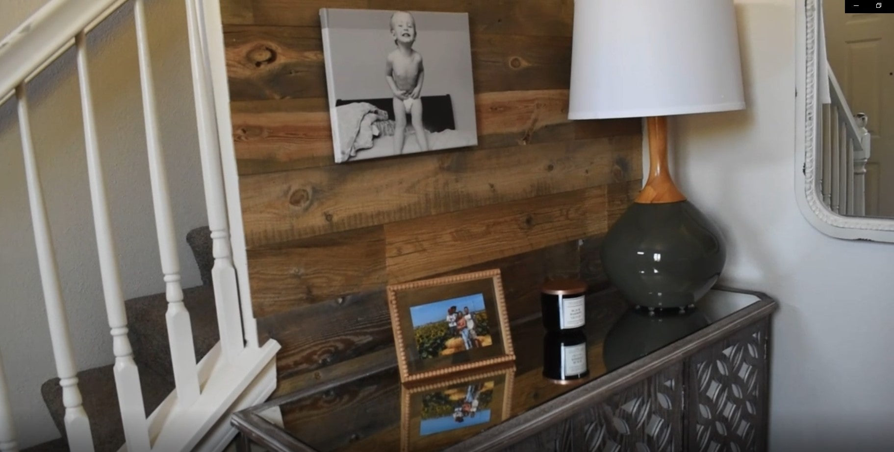 Barn wood feature wall in a San Diego home.
