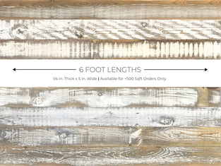 Reclaimed wood paneling, 6 foot lenghts in the distressed white Casper finish.