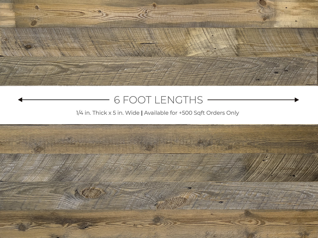 6 foot reclaimed boards in the Cheyenne finish available for bulk orders.
