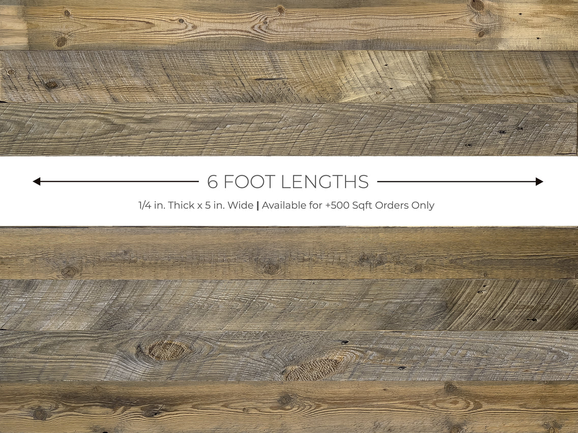 6 foot reclaimed boards in the Cheyenne finish available for bulk orders.