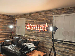 Reclaimed wood walls in the Wheatland finish