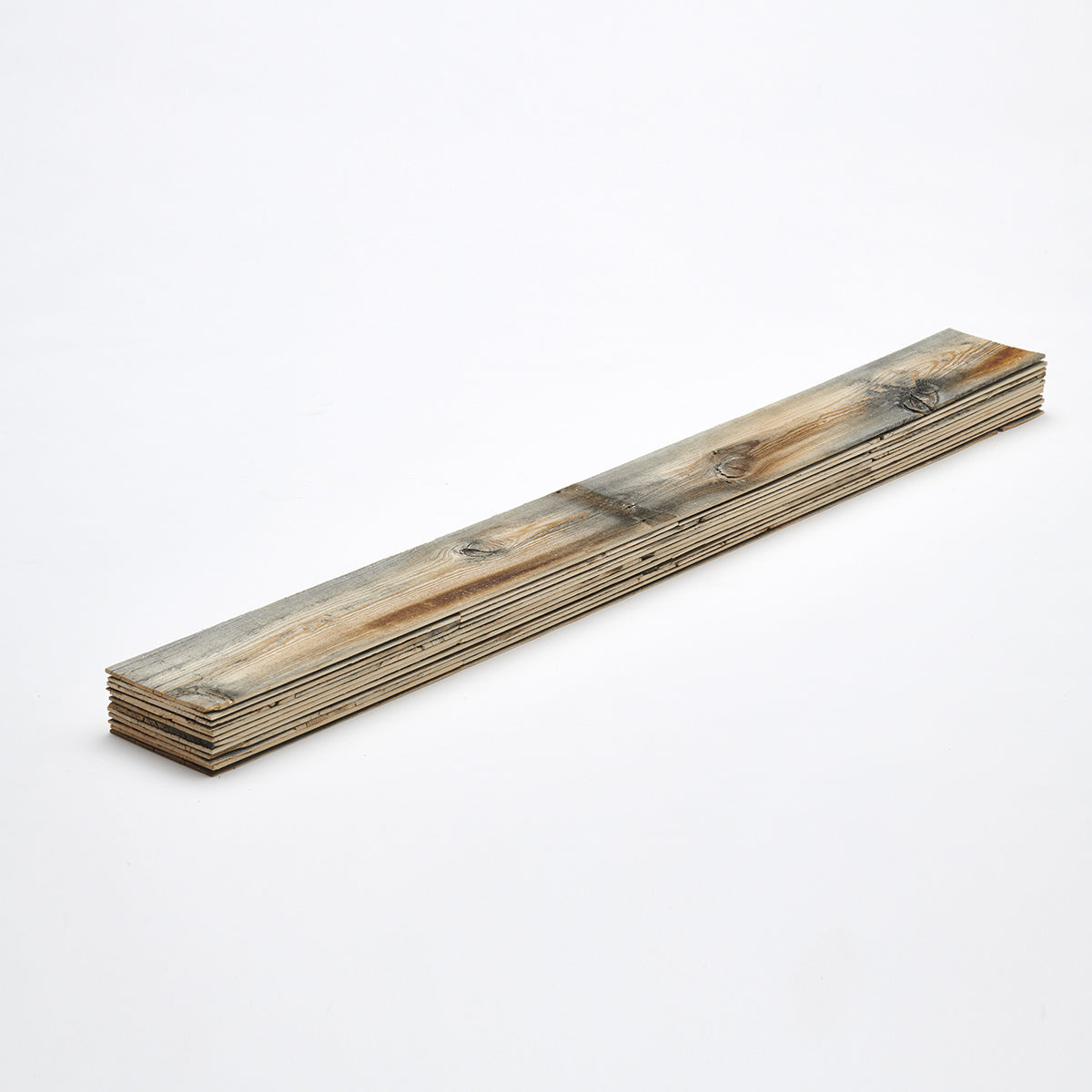 A 20 square foot bundle of 1/4 inch thick reclaimed wood in the Cody finish from Centennial Woods.