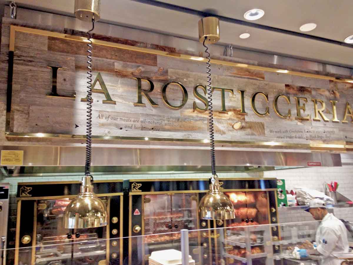 Reclaimed wood sign at Eataly restaurant in las Vegas, Nevada.
