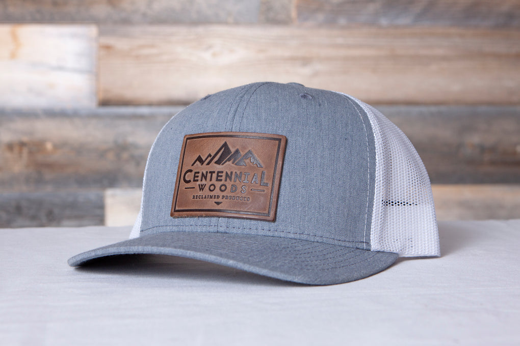 Gray and white Centennial Woods ball cap