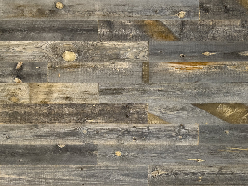 Grey reclaimed wood paneling