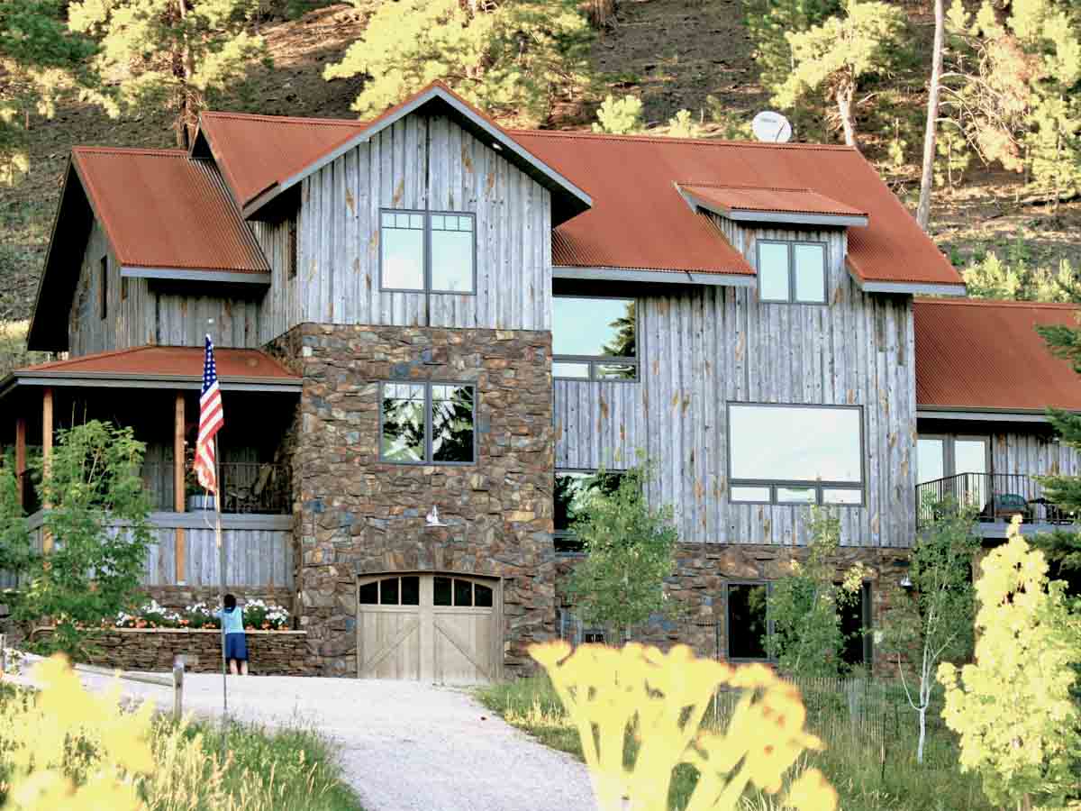 Reclaimed wood facade on a South Dakota home