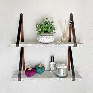 Wall shelves made from real reclaimed wood in white