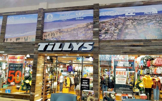 Tilly's in Texas with a new reclaimed wood facade for their store.