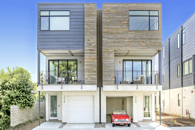 Reclaimed wood siding from Centennial Woods installed horizontally by Plant Prefab in Los Angeles CA.