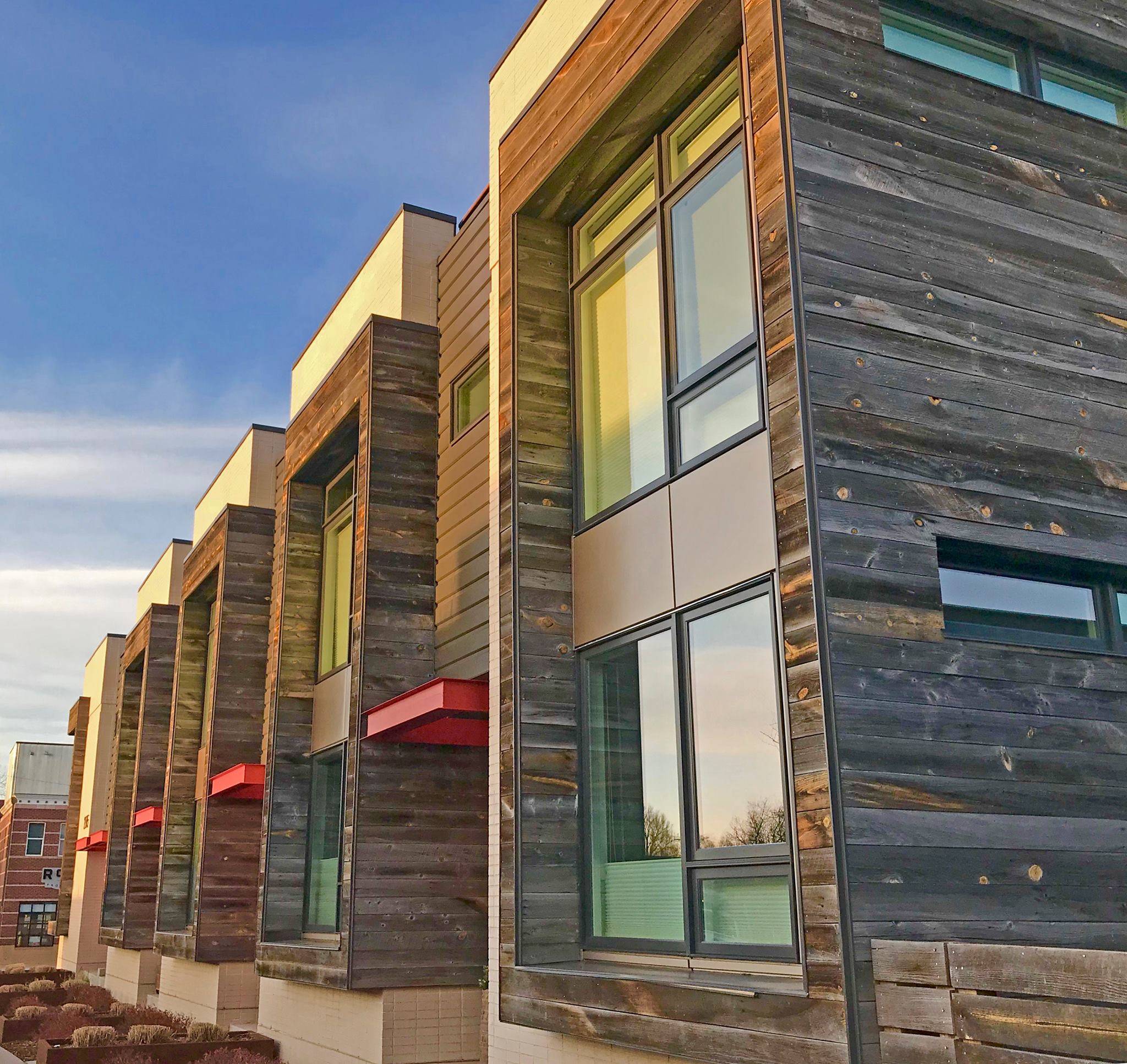 Reclaimed wood exterior siding on a building
