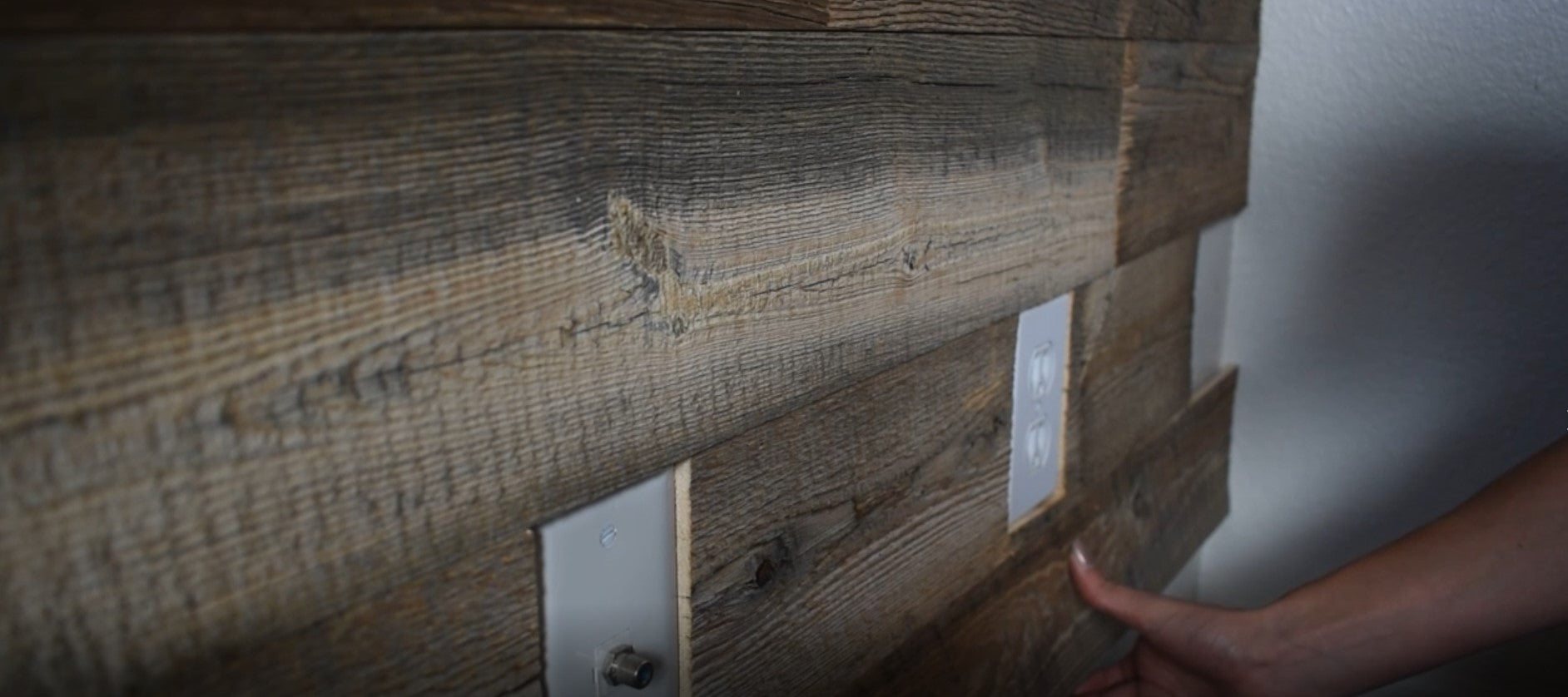 How to cut around an outlet when installing reclaimed wood