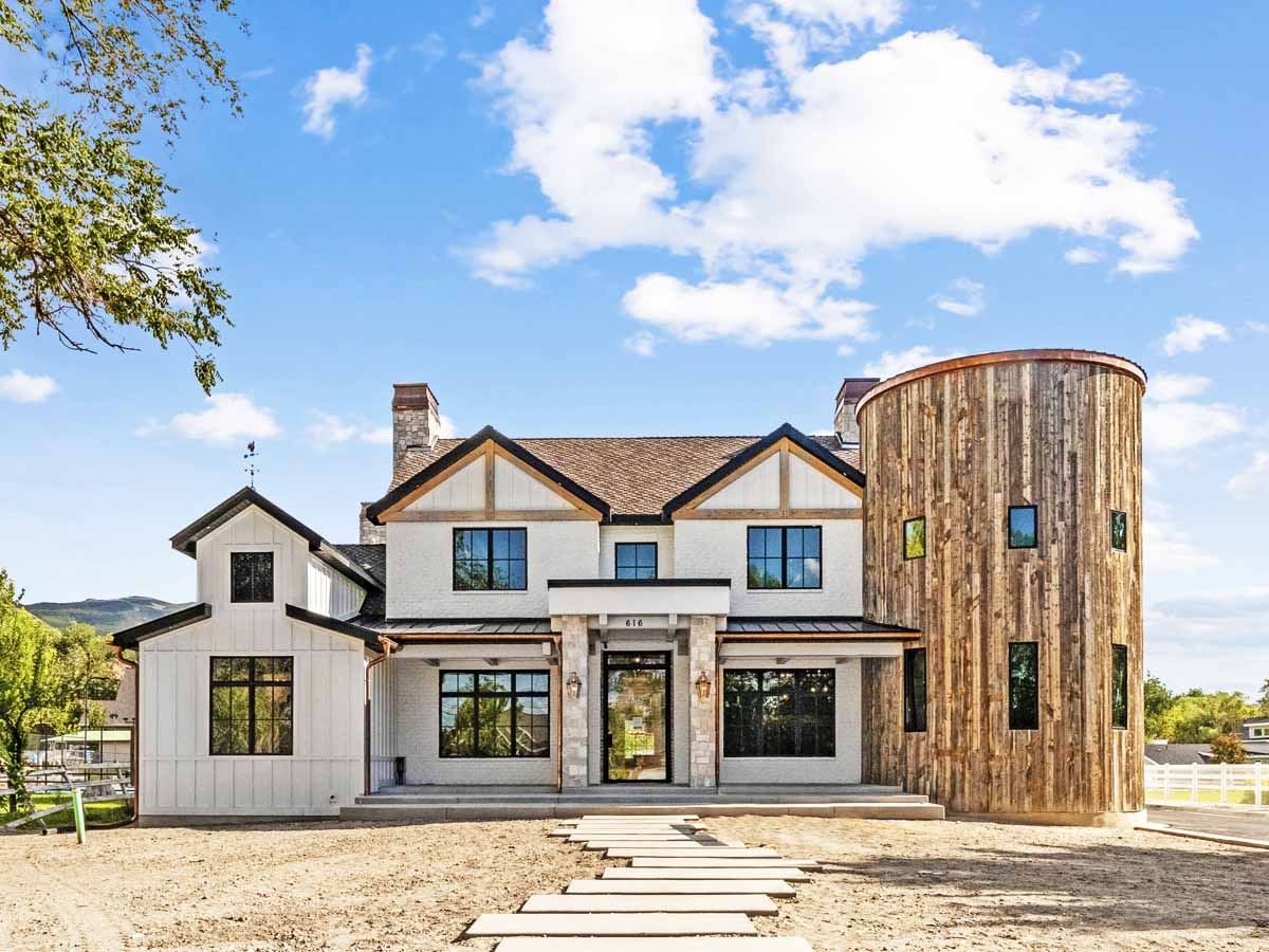 Reclaimed wood siding on a modern home exterior.