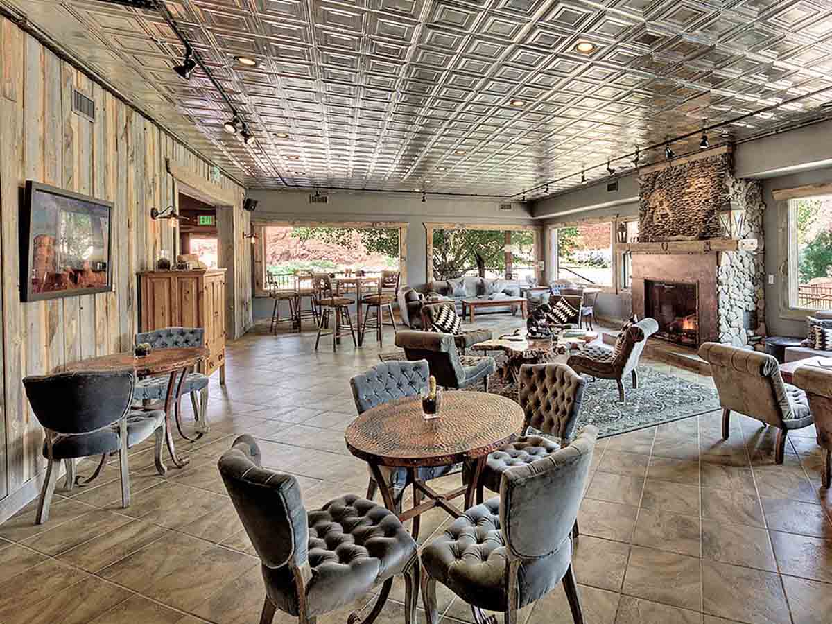 Reclaimed wood paneling at Sorrel River Hotel in Moab