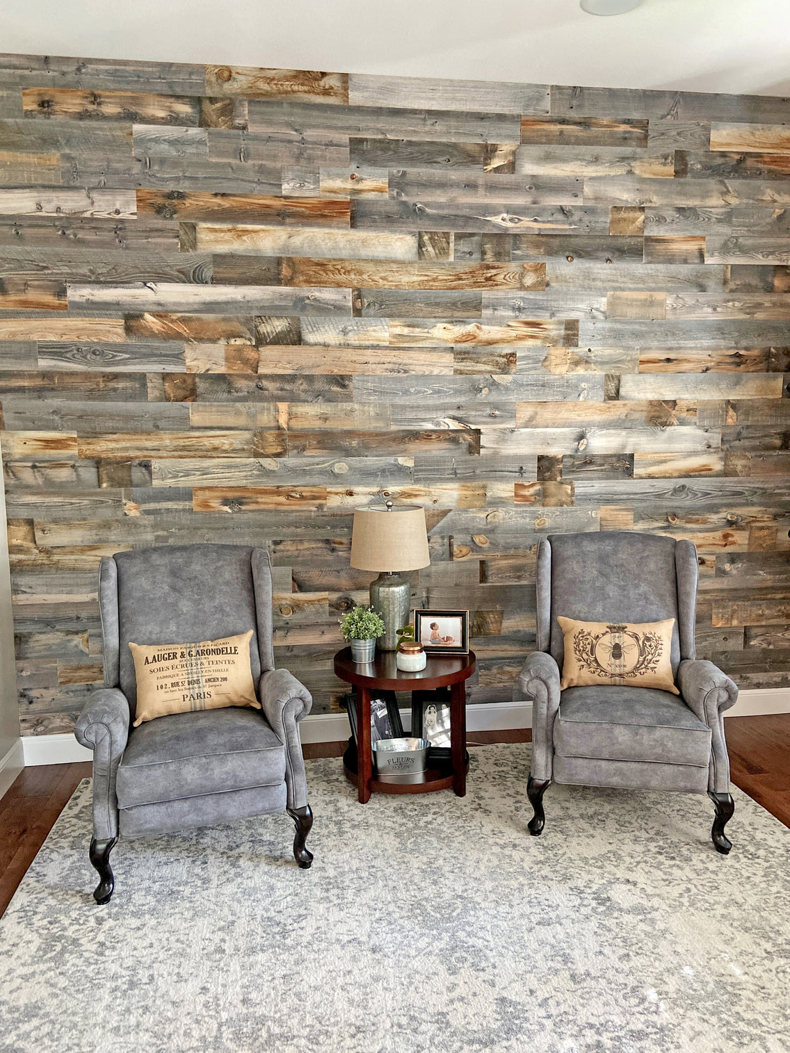 Reclaimed wood accent wall in a home near Boulder CO